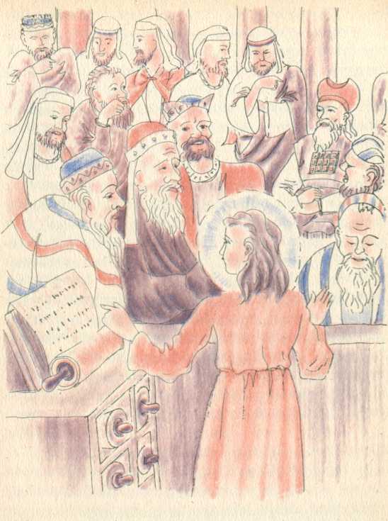 Jėzus sinagogoje moko