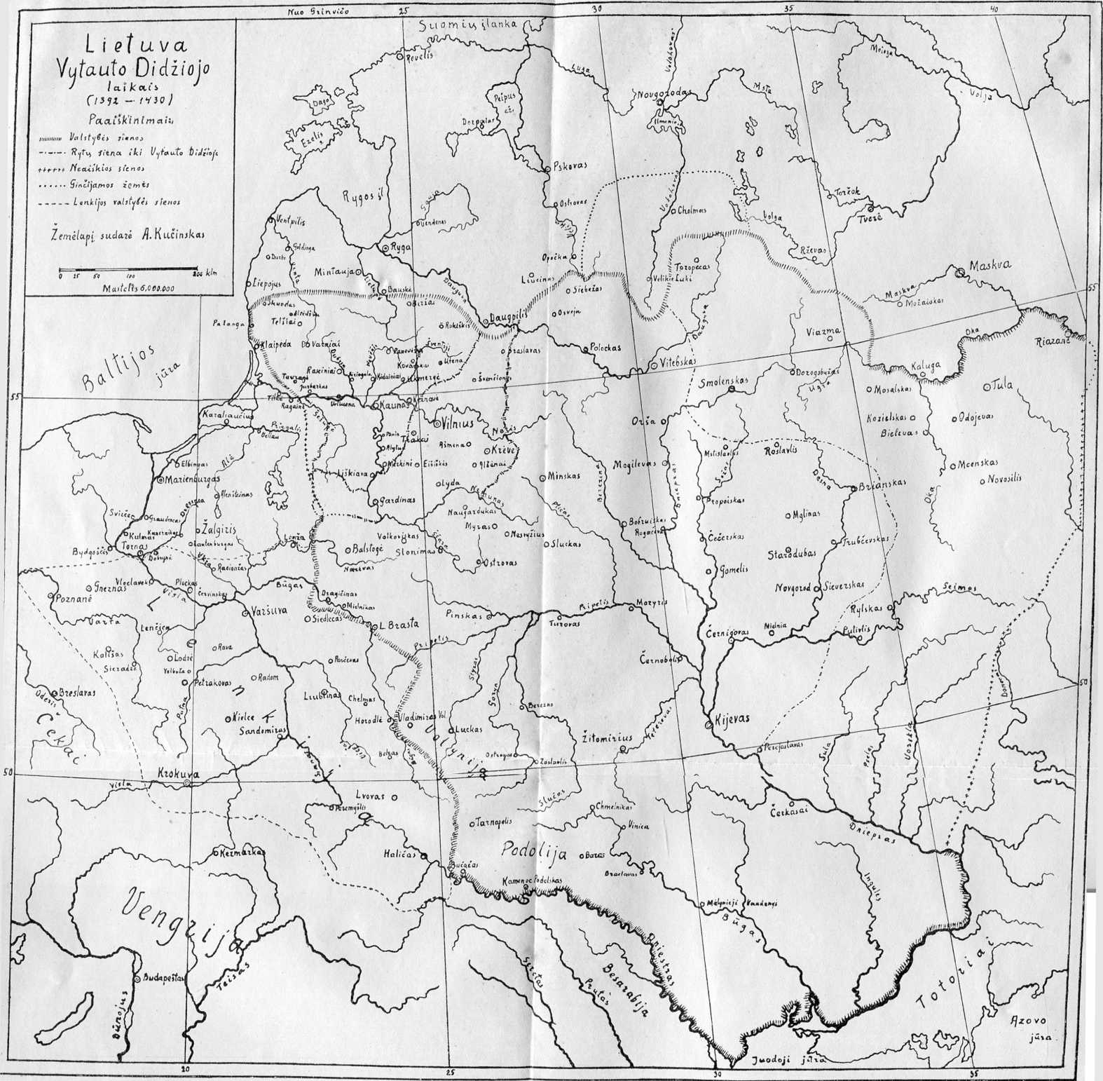 žemėlapis Lietuva Vytauto Didžiojo laikais